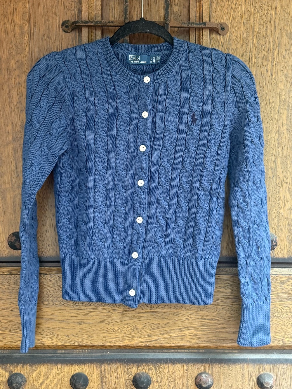 Polo by Ralph Lauren Blue Cable-Knit Button Cardigan Size S